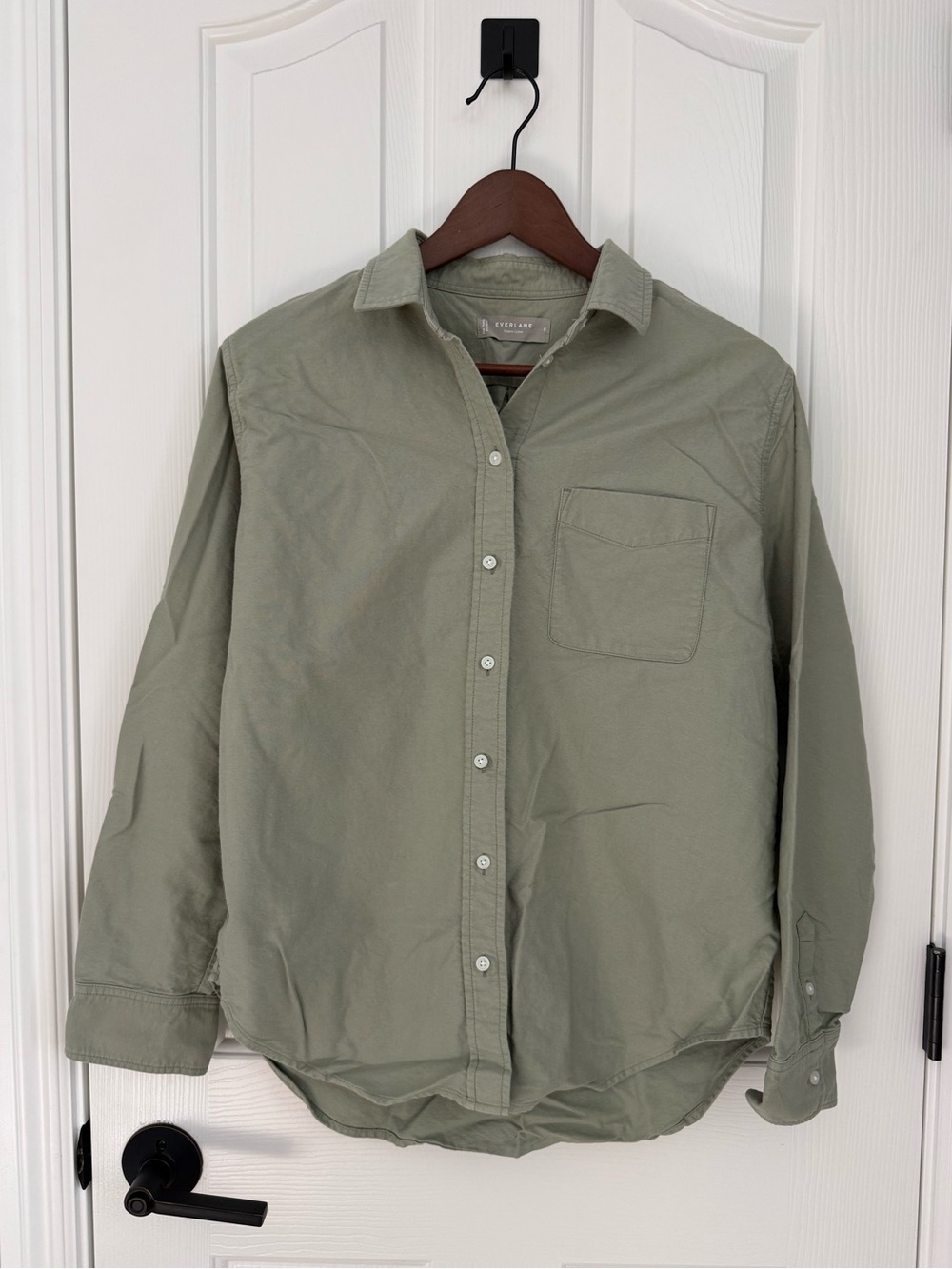 Everlane Organic Cotton Sage Green Button Up Top
